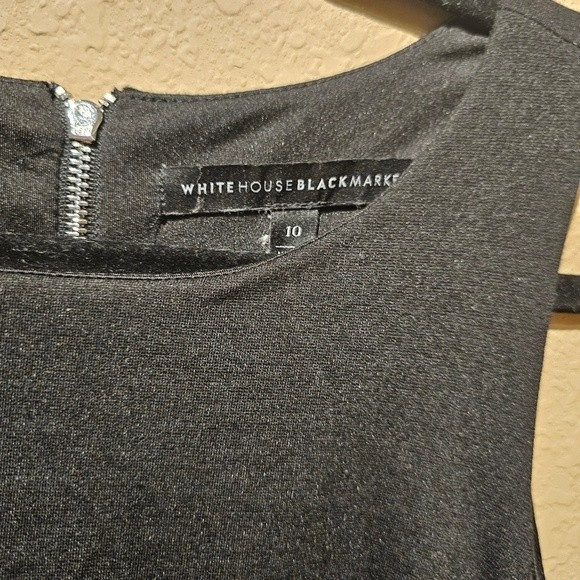 White House Black Market A Line High Neck Black Dress Size 10 - Picture 2 of 7